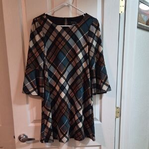 Plaid Bell Sleeve Dress